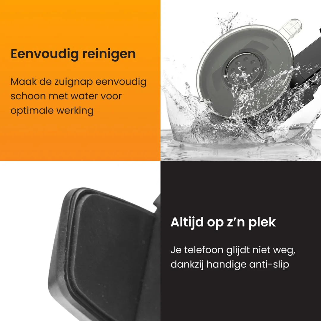 R2B Beemster Telefoonhouder Auto Zuignap - 7.5 Inch - Zwart