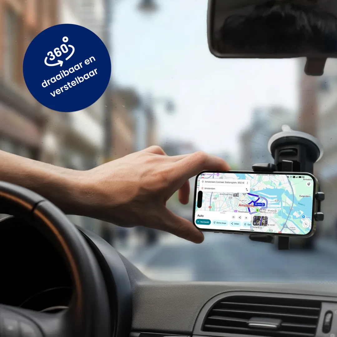 R2B Beemster Telefoonhouder Auto Zuignap - 7.5 Inch - Zwart