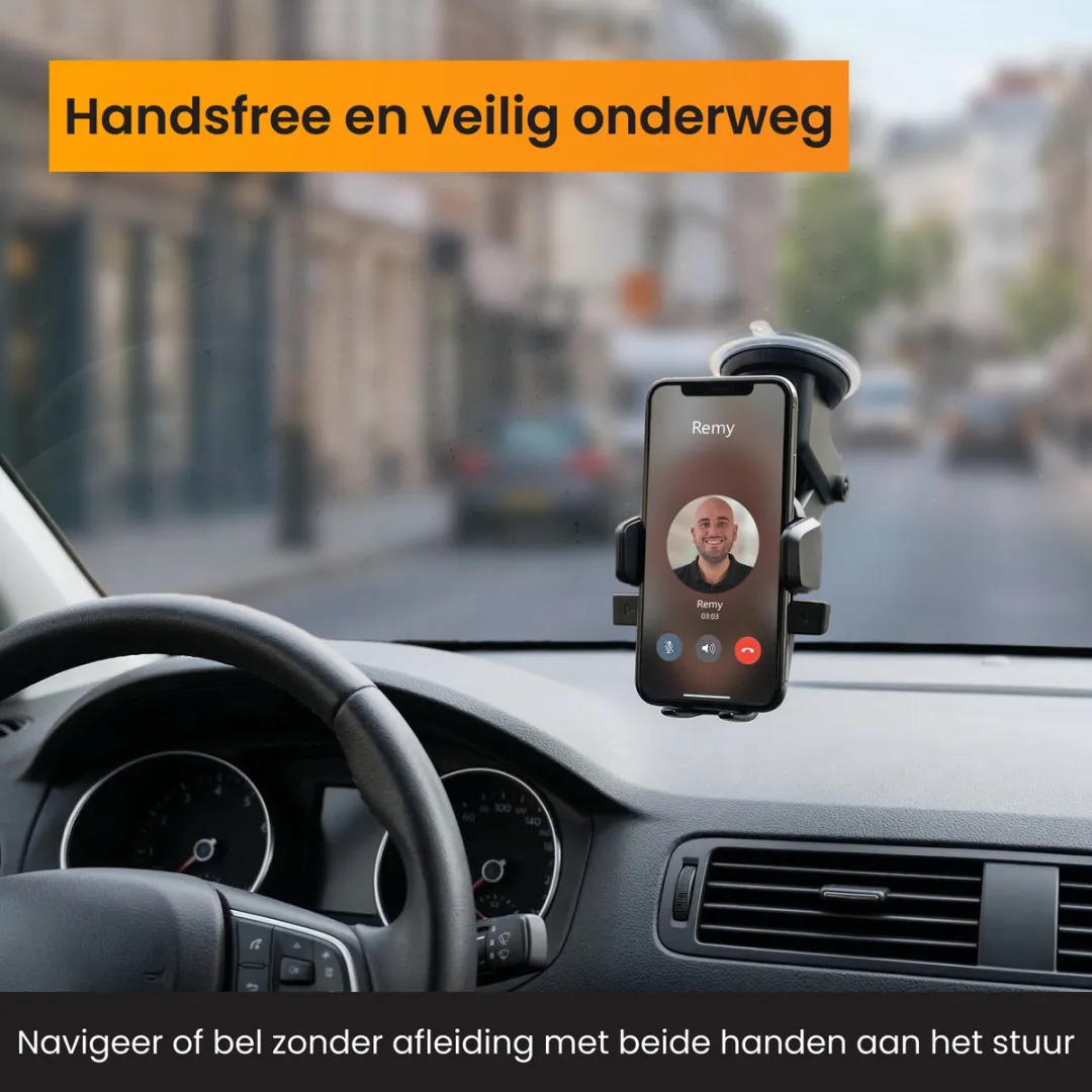 R2B Beemster Telefoonhouder Auto Zuignap - 7.5 Inch - Zwart