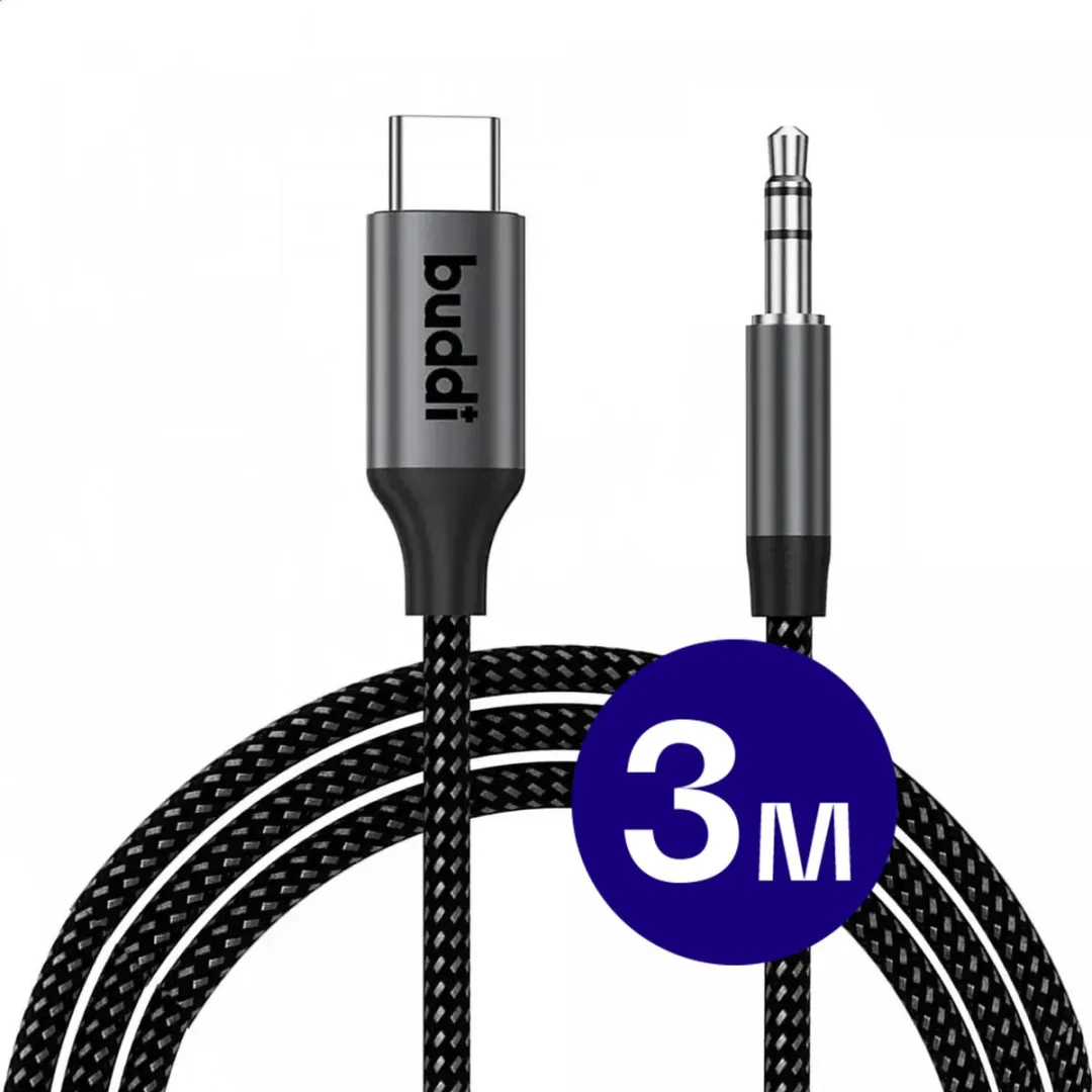 Buddi Flex Aux naar USB-C Kabel 3M