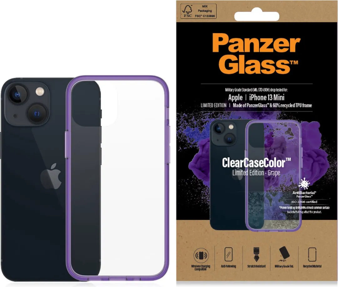 PanzerGlass ClearCaseColor PZ-0327 iPhone 13 Mini - Paars - afbeelding 6 van 6