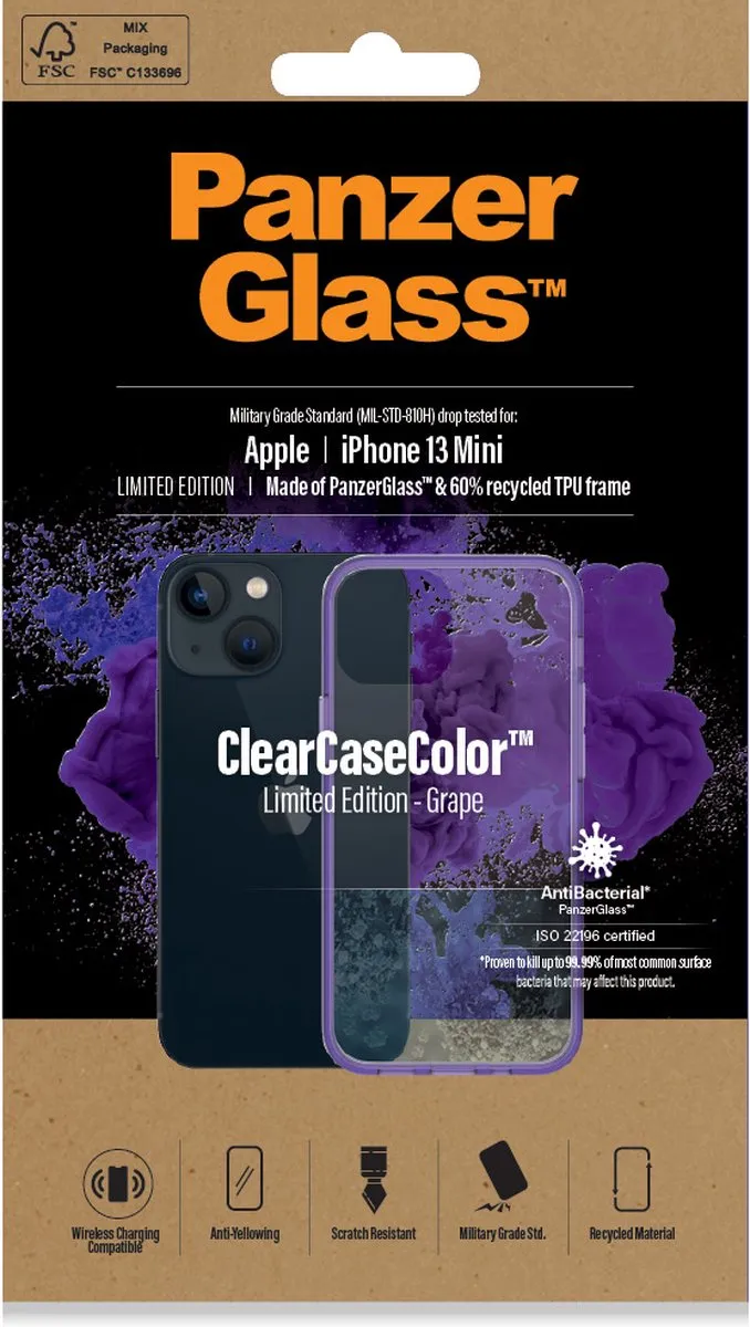 PanzerGlass ClearCaseColor PZ-0327 iPhone 13 Mini - Paars