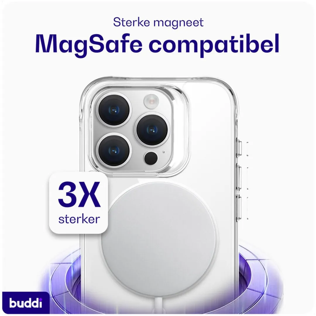 Buddi Core iPhone 15 Pro Hoesje - MagSafe - Transparant