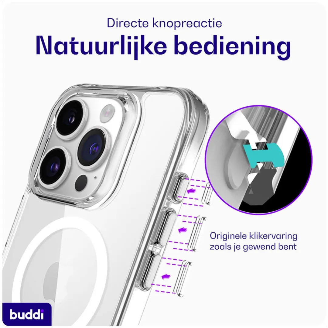 Buddi Core iPhone 15 Pro Hoesje - MagSafe - Transparant