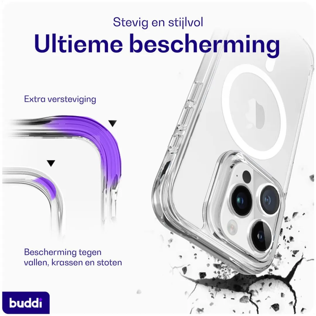 Buddi Core iPhone 15 Pro Hoesje - MagSafe - Transparant