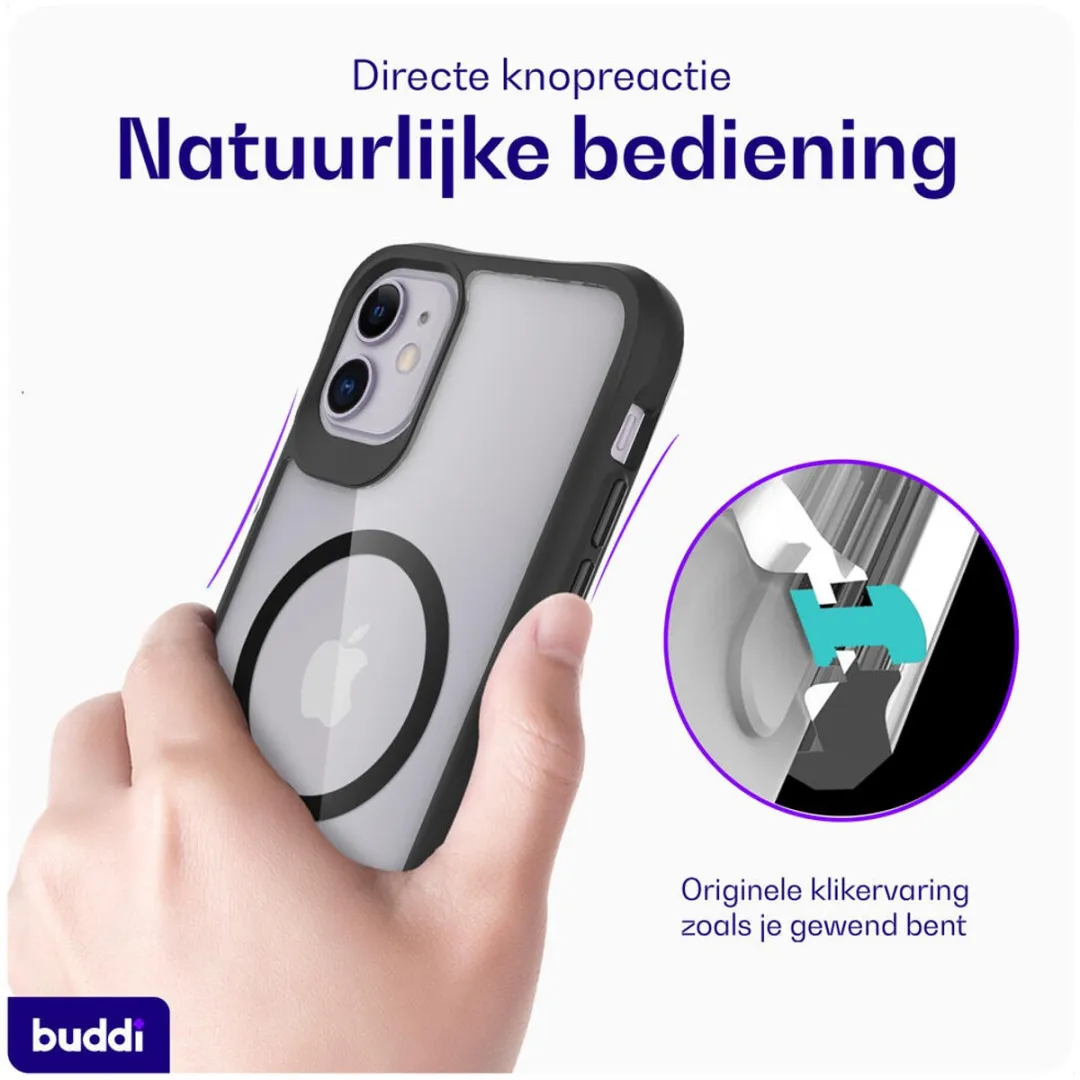Buddi Hybrid Hoesje iPhone 11 - MagSafe - Transparant Zwart
