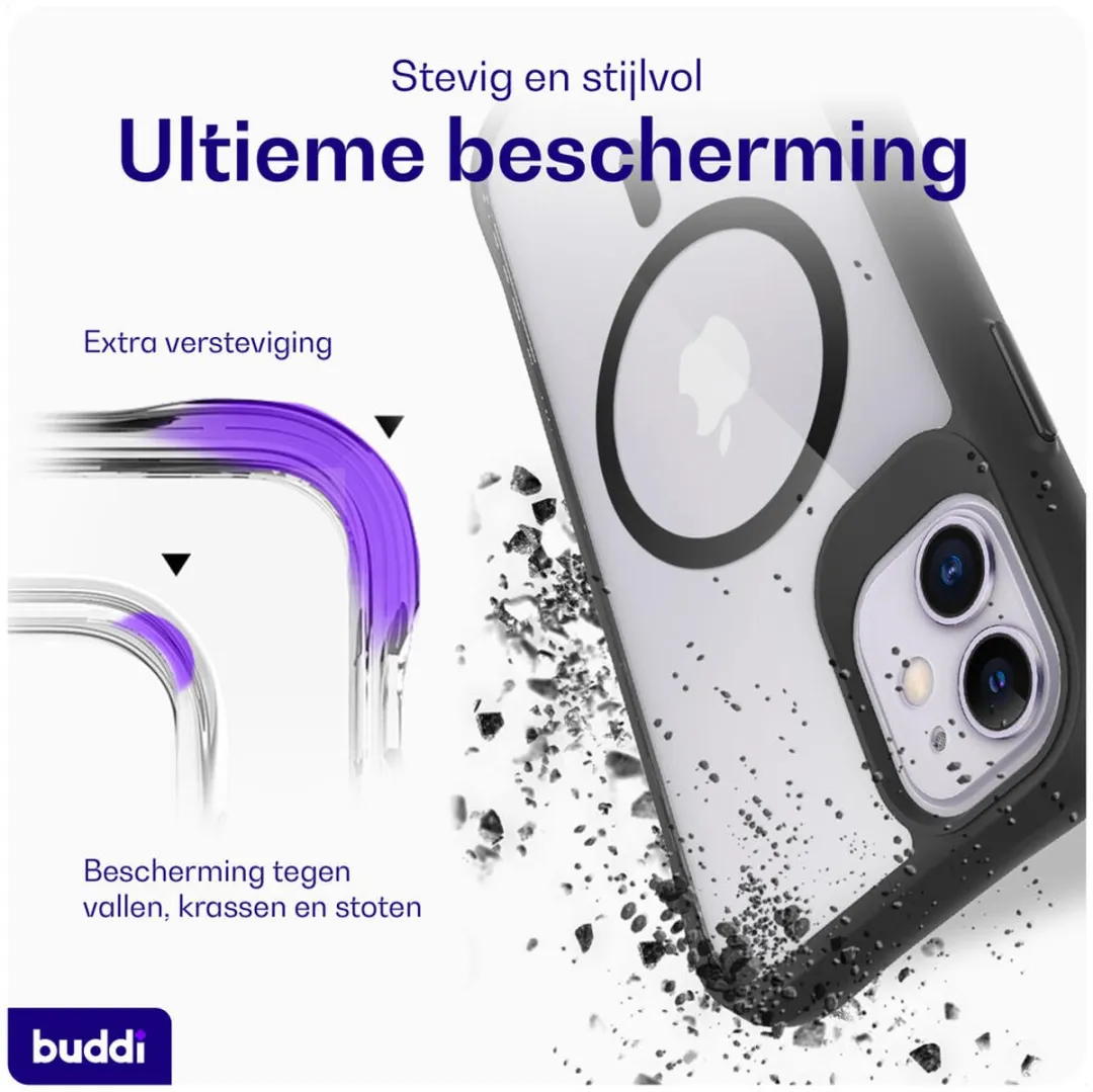 Buddi Hybrid Hoesje iPhone 11 - MagSafe - Transparant Zwart
