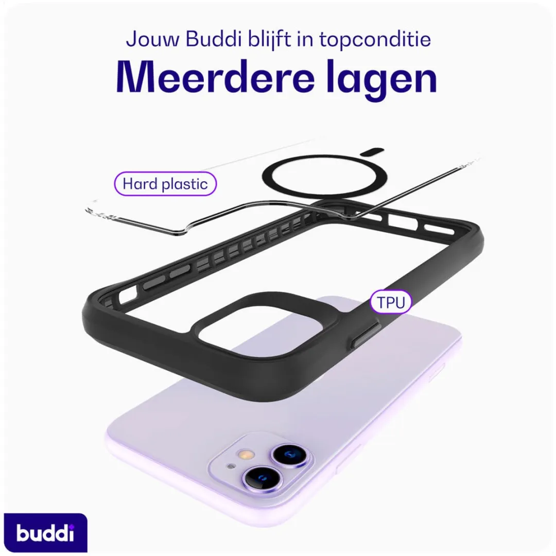Buddi Hybrid Hoesje iPhone 11 - MagSafe - Transparant Zwart - afbeelding 6 van 6