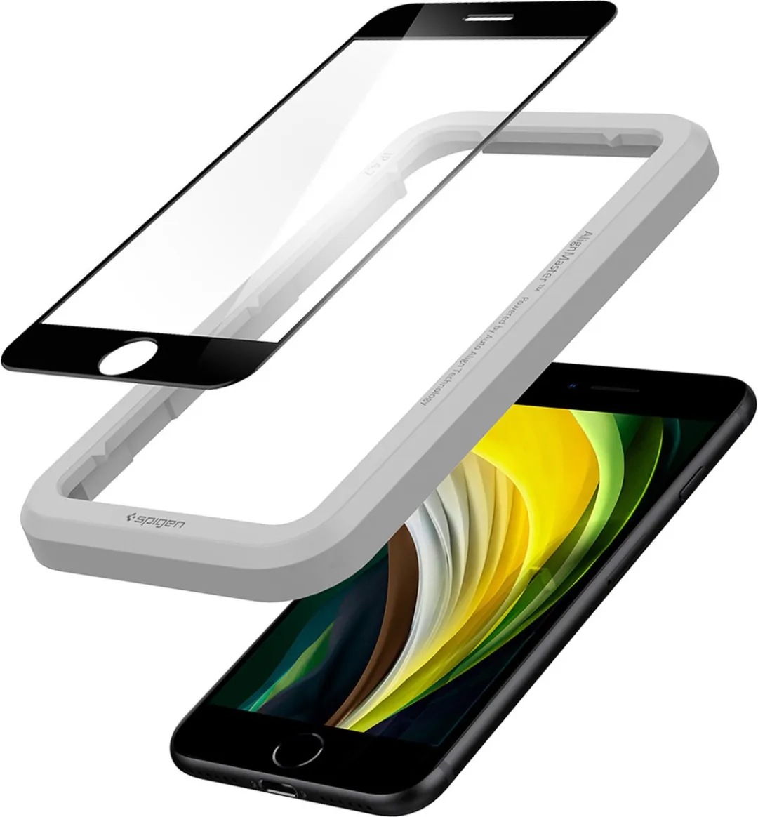 Spigen AlignMaster Glas & Frame Beschermer - iPhone 7/8/SE 2020/2022 - Zwart