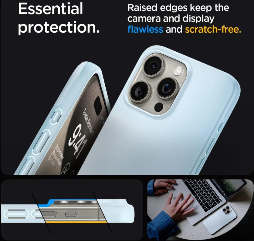 Spigen Thin Fit Hoesje iPhone 15 Pro Max - Blauw - afbeelding 6 van 6