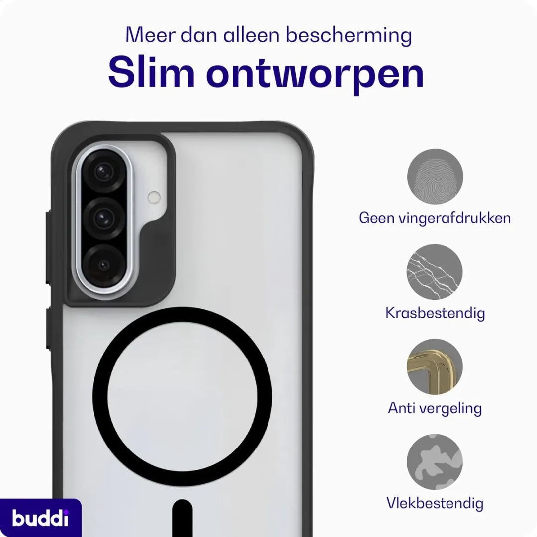 Buddi Hybrid Hoesje Samsung Galaxy A37 - MagSafe - Matte Zwart