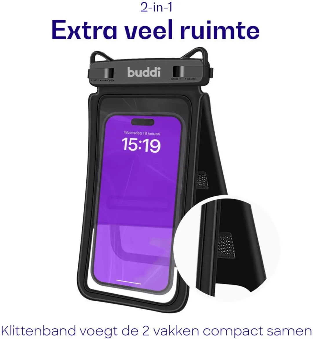 Buddi WPDB0001 Universeel Waterdicht Hoesje - Zwart