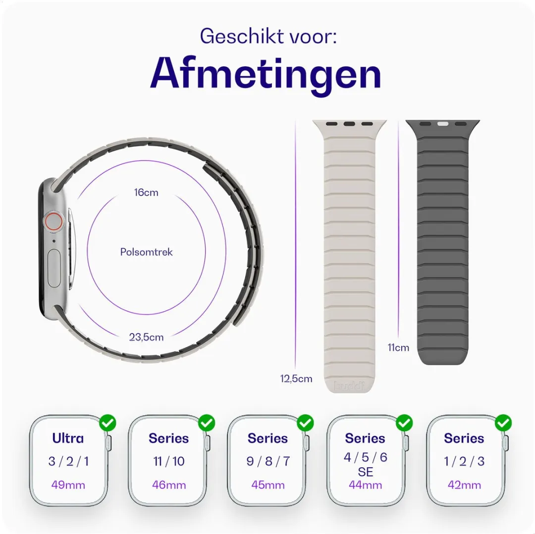 Buddi Fuse Magnetisch Bandje Apple Watch - 44/45/46/49mm - Sterrenlicht - afbeelding 6 van 6