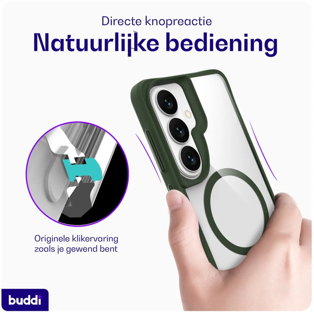 Buddi Hybrid Hoesje Samsung Galaxy S26 Plus - MagSafe Groen Transparant