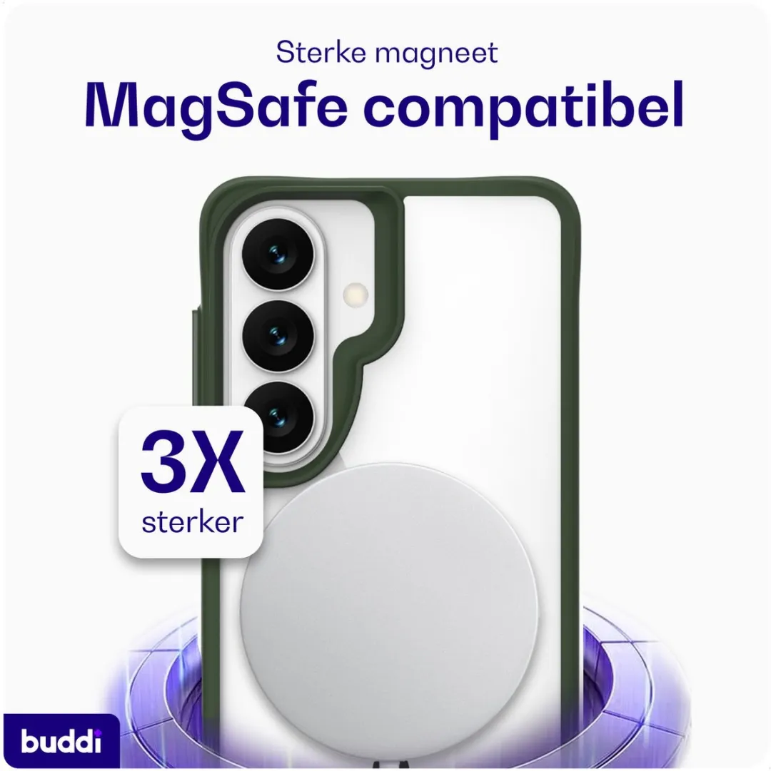 Buddi Hybrid Hoesje Samsung Galaxy S26 Plus - MagSafe Groen Transparant