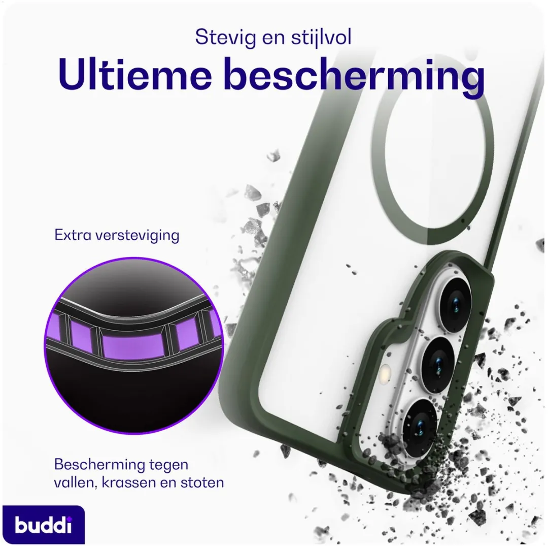 Buddi Hybrid Hoesje Samsung Galaxy S26 Plus - MagSafe Groen Transparant