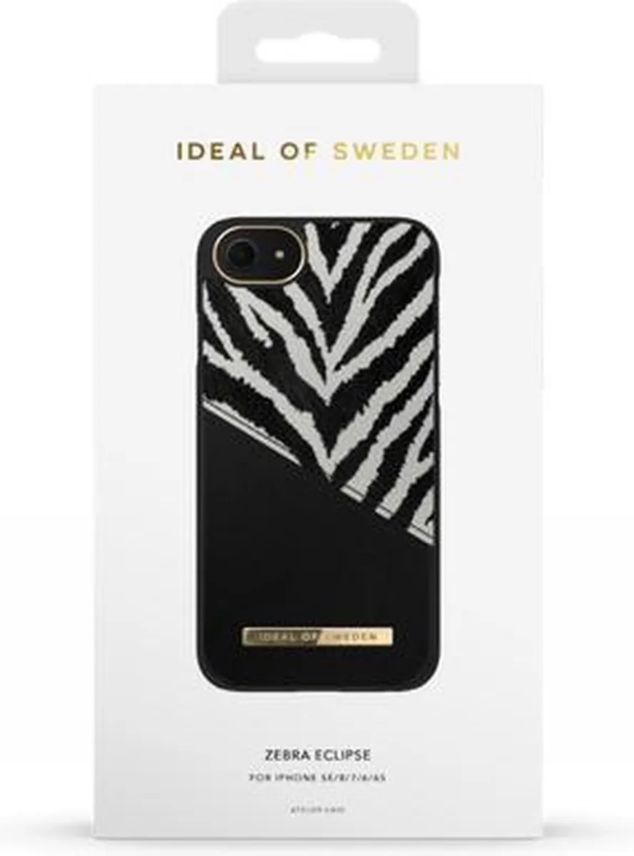 iDeal of Sweden Fashion Case Atelier iPhone 8/7/6/6s/SE - Zebra Eclipse - Wit/Zwart - afbeelding 6 van 6