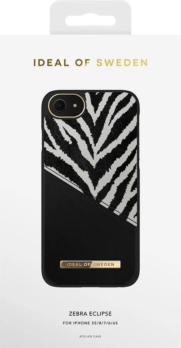 iDeal of Sweden Fashion Case Atelier iPhone 8/7/6/6s/SE - Zebra Eclipse - Wit/Zwart - afbeelding 5 van 6