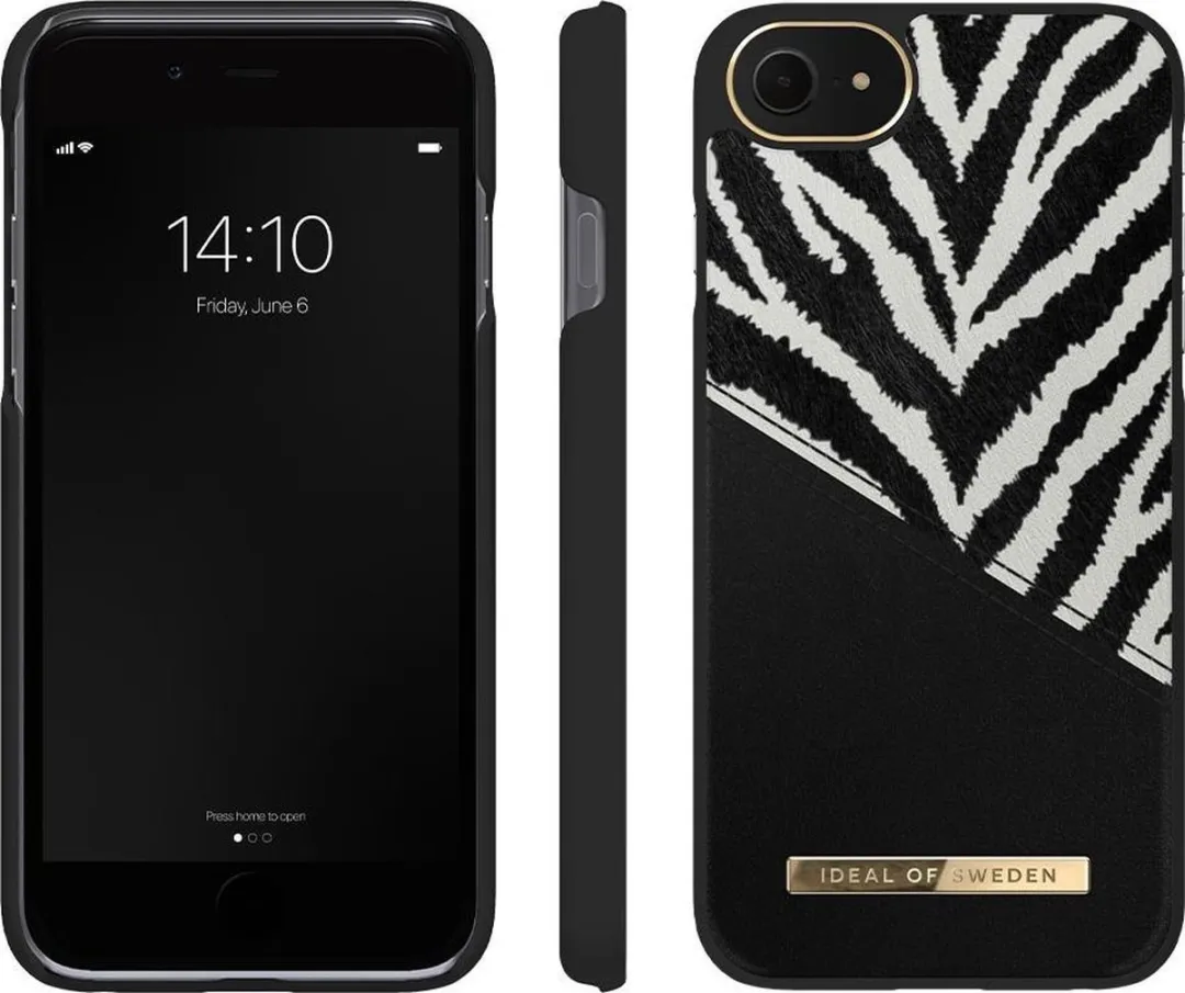 iDeal of Sweden Fashion Case Atelier iPhone 8/7/6/6s/SE - Zebra Eclipse - Wit/Zwart - afbeelding 3 van 6