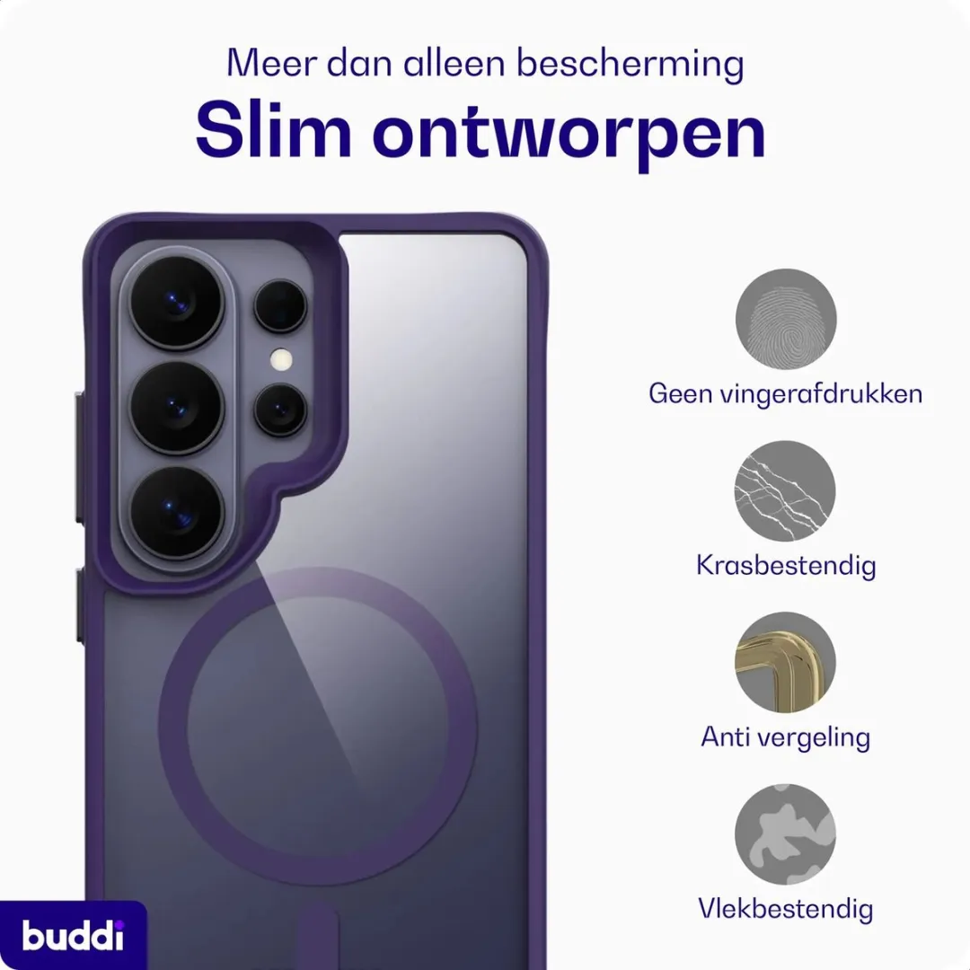 Buddi Hybrid Hoesje Samsung Galaxy S26 Ultra - Transparant Paars