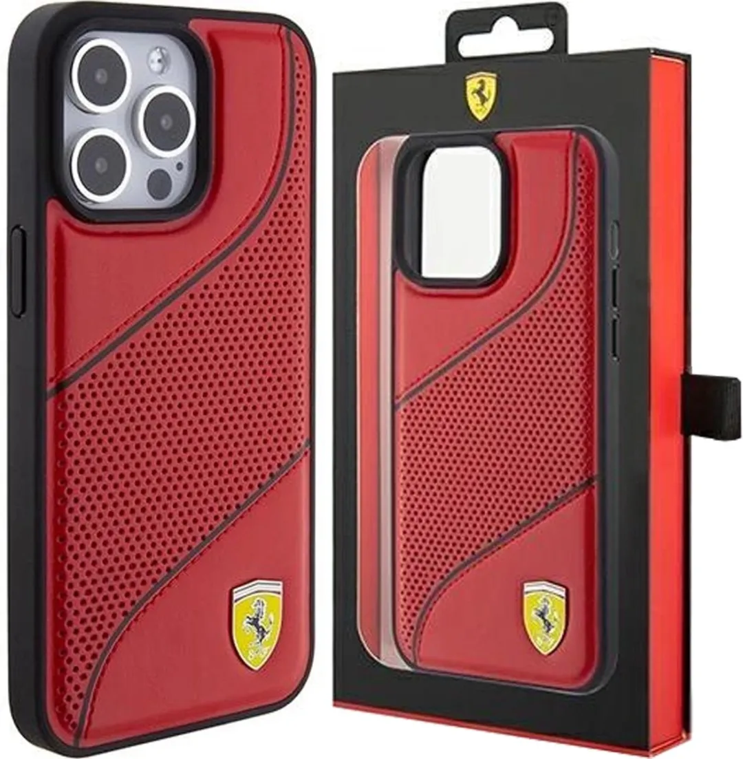 Ferrari Perforated Waves Back Case - iPhone 15 Pro - Rood
