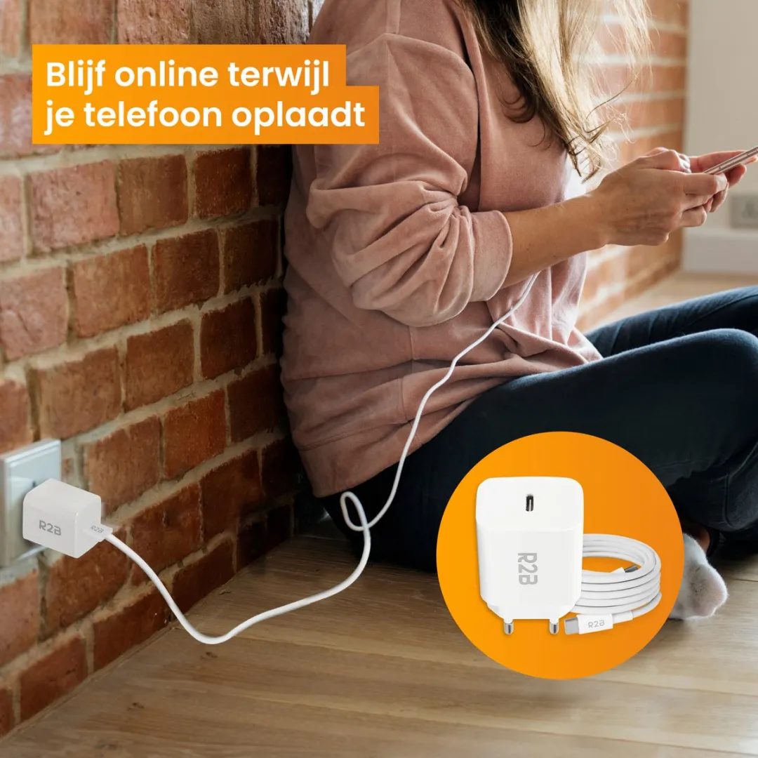 R2B USB-C naar USB-C Kabel 1m - Snellader