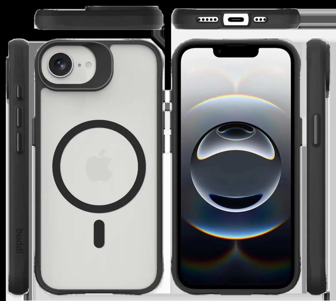 Buddi Hybrid Hoesje iPhone 16/17 - Matte Zwart - MagSafe
