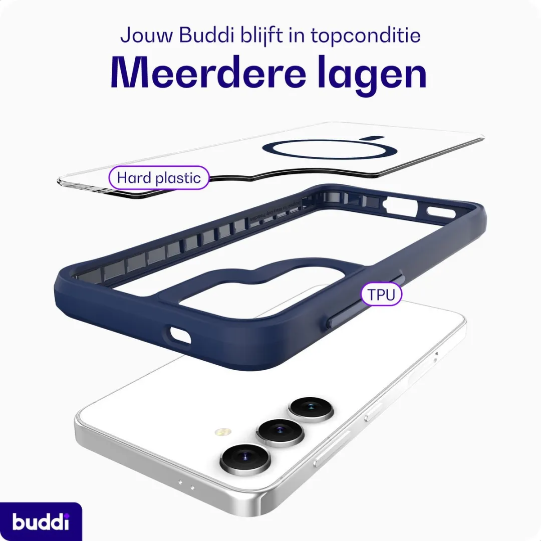 Buddi Hybrid Hoesje Samsung Galaxy S26 - MagSafe Transparant Blauw