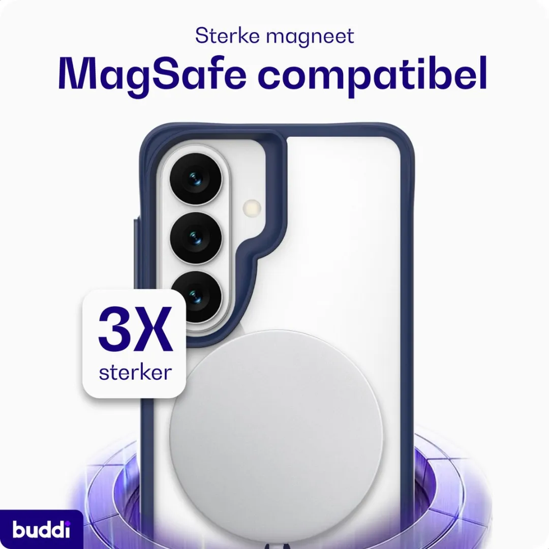 Buddi Hybrid Hoesje Samsung Galaxy S26 - MagSafe Transparant Blauw