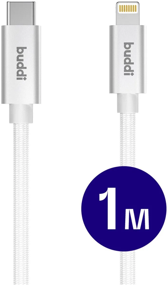 Buddi Flex USB-C naar Lightning Kabel 20W Wit