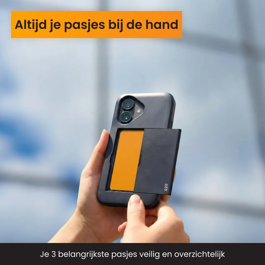 R2B iPhone 16 Plus Hoesje Utrecht - 3 Pasjes - Zwart