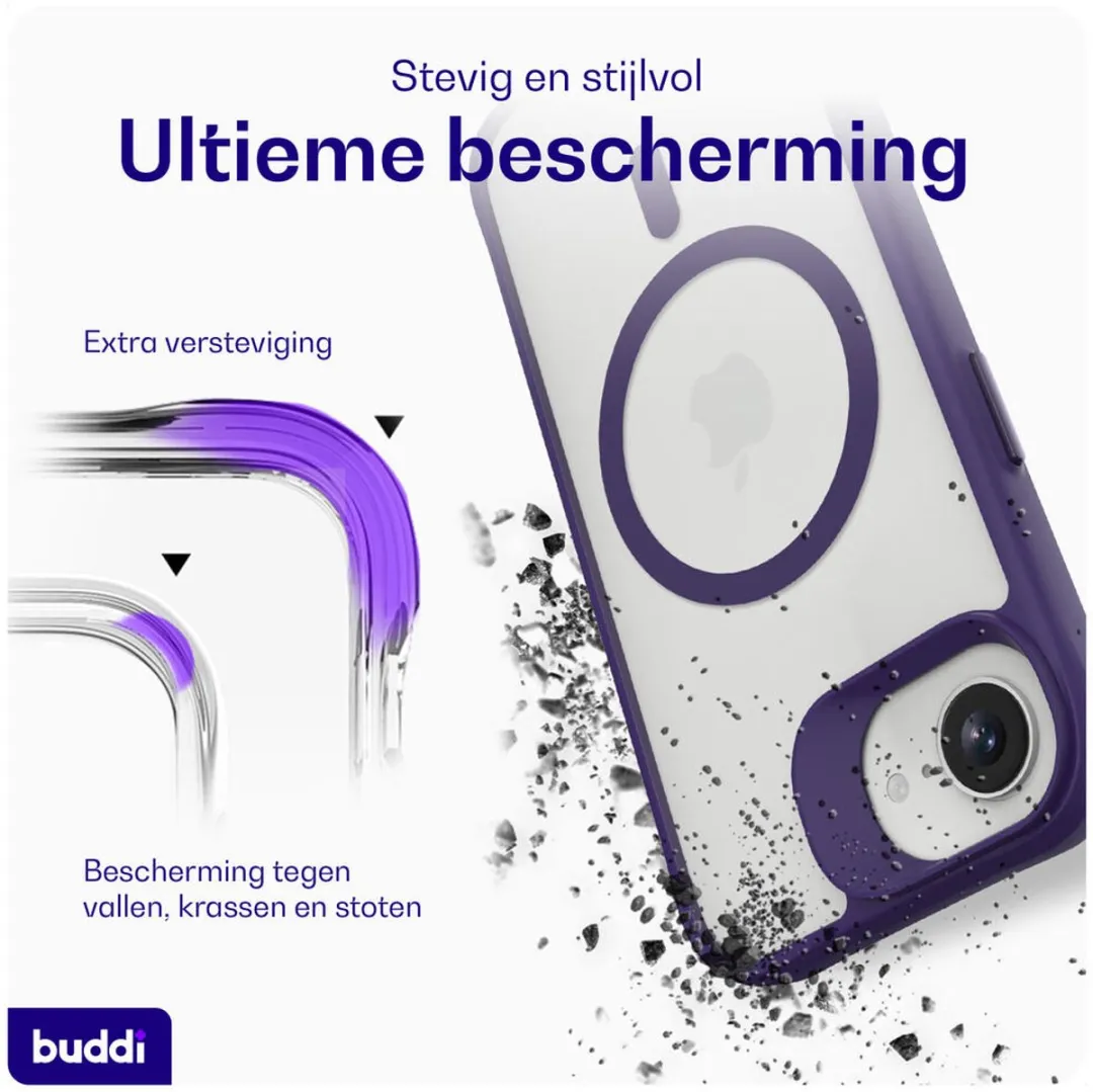 Buddi Hybrid Hoesje iPhone 17e/16e - MagSafe - Mat Paars