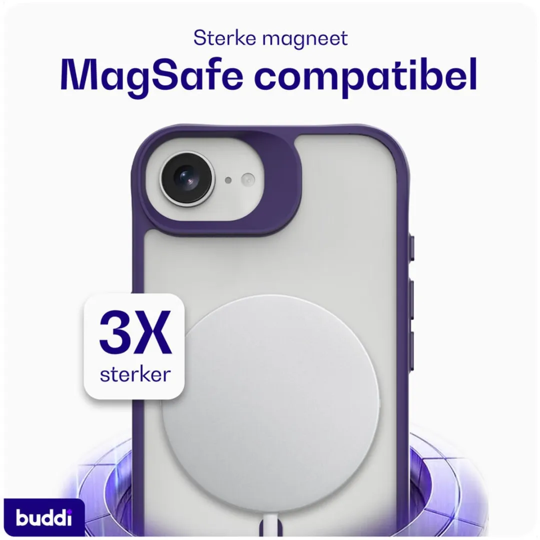 Buddi Hybrid Hoesje iPhone 17e/16e - MagSafe - Mat Paars