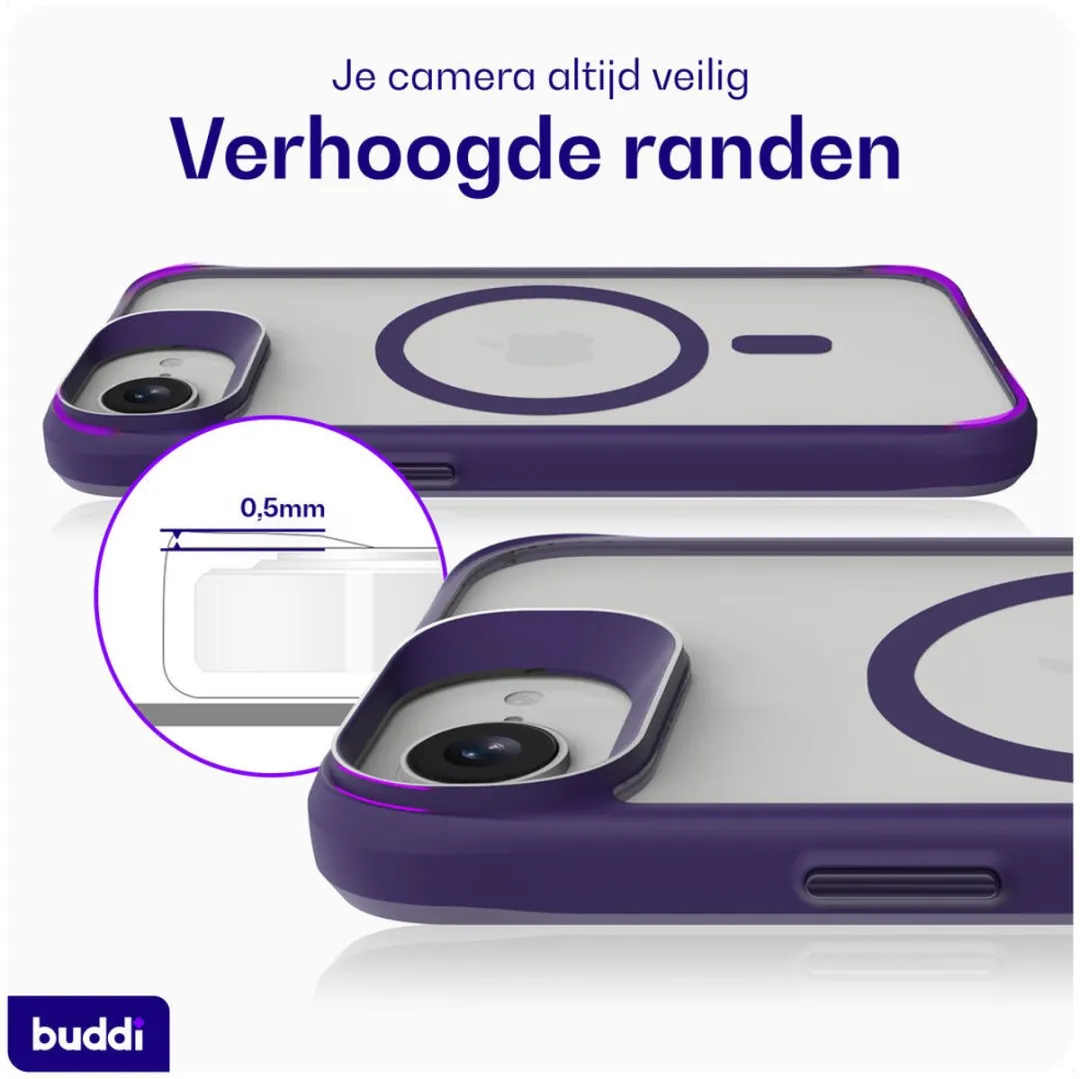 Buddi Hybrid Hoesje iPhone 17e/16e - MagSafe - Mat Paars