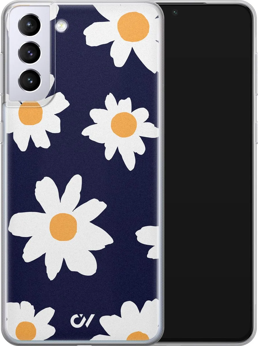 Casevibes S/S21/UV/047 Hoesje Samsung Galaxy S21 - Blauw Sweet Daisies