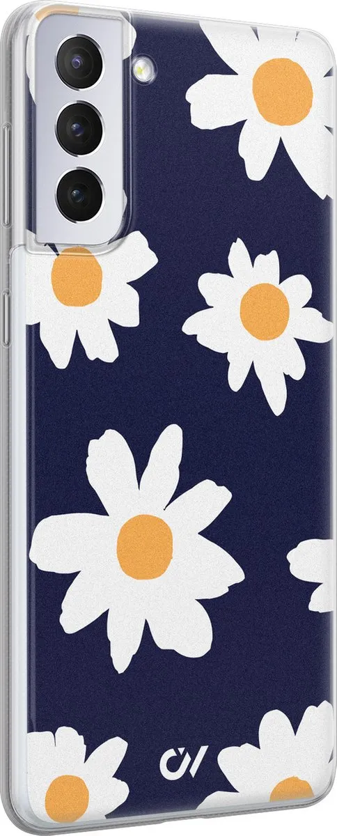 Casevibes S/S21/UV/047 Hoesje Samsung Galaxy S21 - Blauw Sweet Daisies