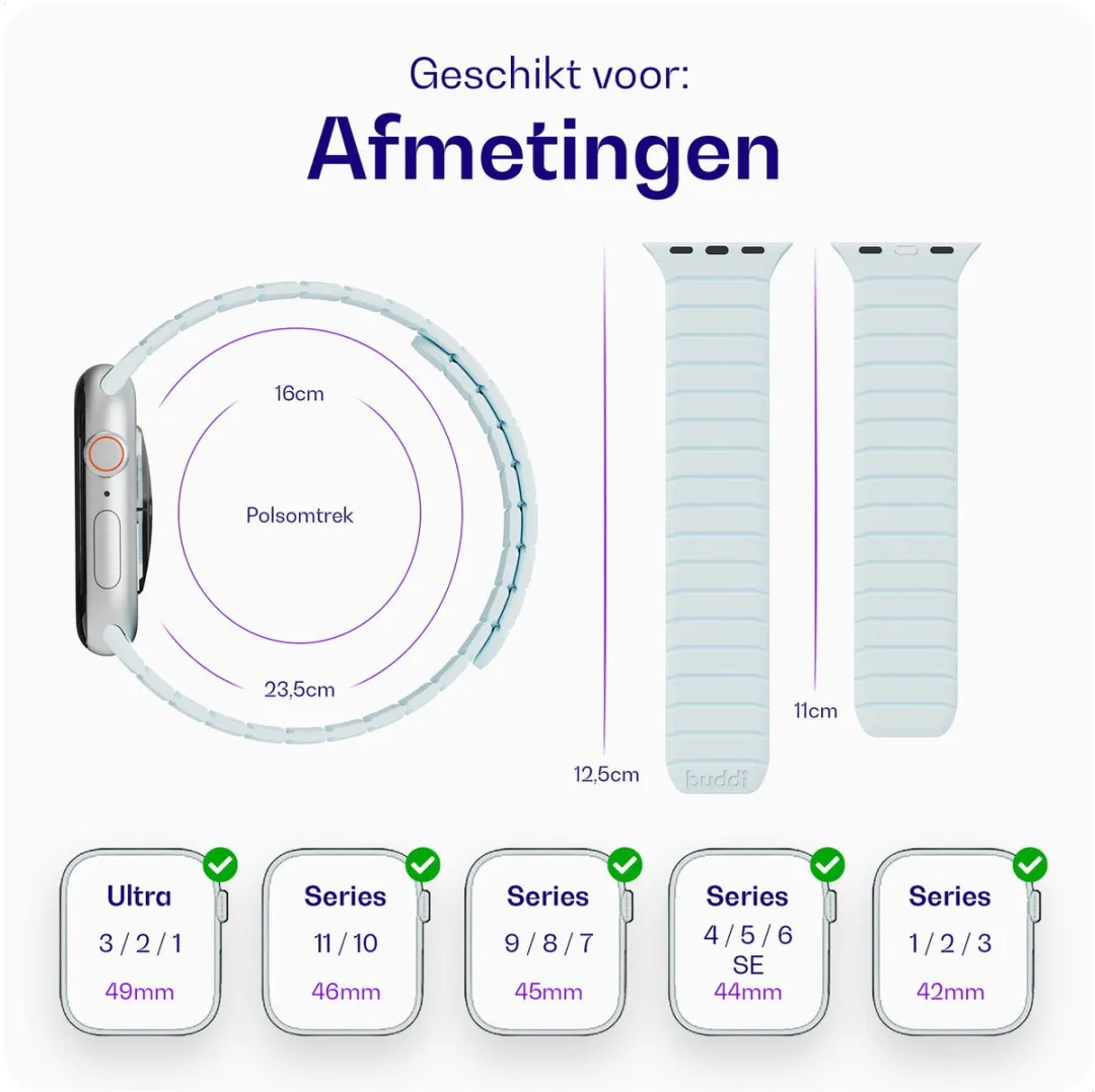 Buddi Fuse Magnetisch Bandje Apple Watch - Lichtblauw - afbeelding 6 van 6