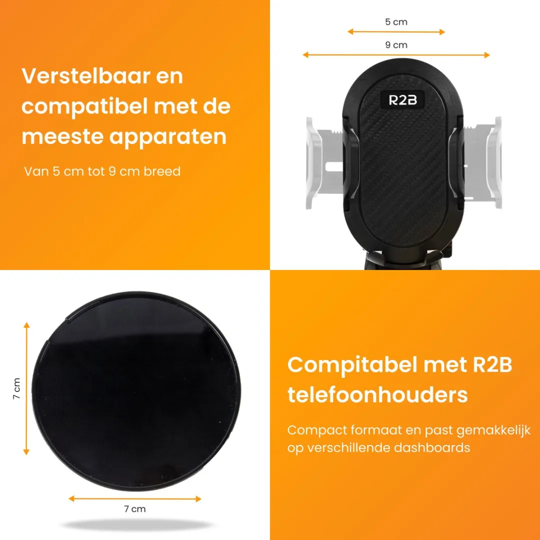 R2B Haarlem Telefoonhouder Auto Zuignap - Zwart