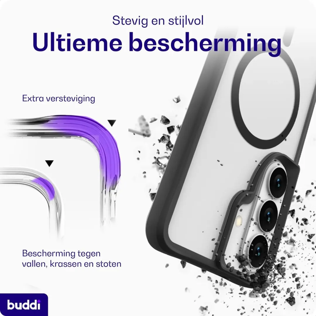 Buddi Hybrid Hoesje Samsung Galaxy A57 - MagSafe - Matte Zwart - afbeelding 6 van 6