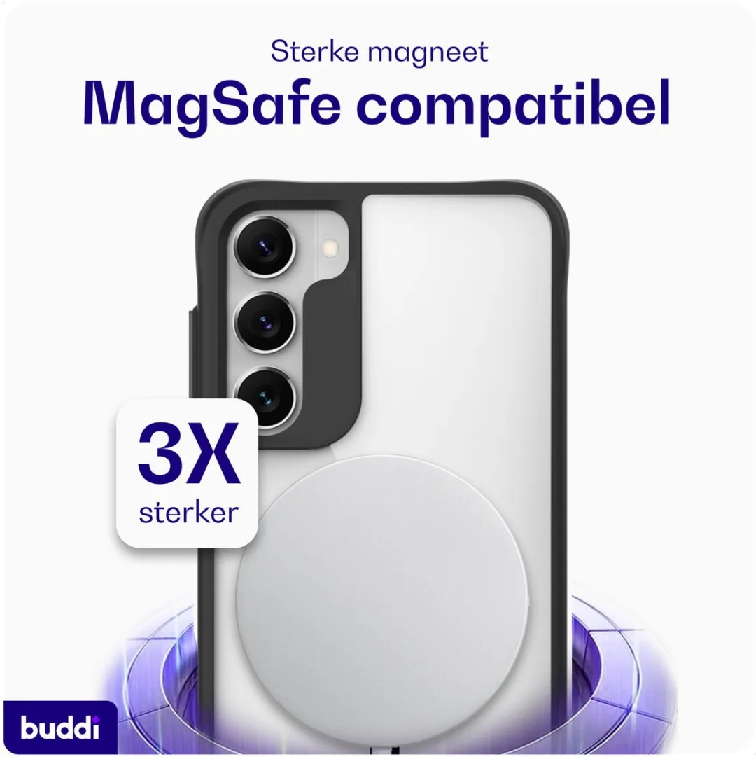 Buddi Hybrid Hoesje Samsung Galaxy S23 - MagSafe - Transparant Zwart
