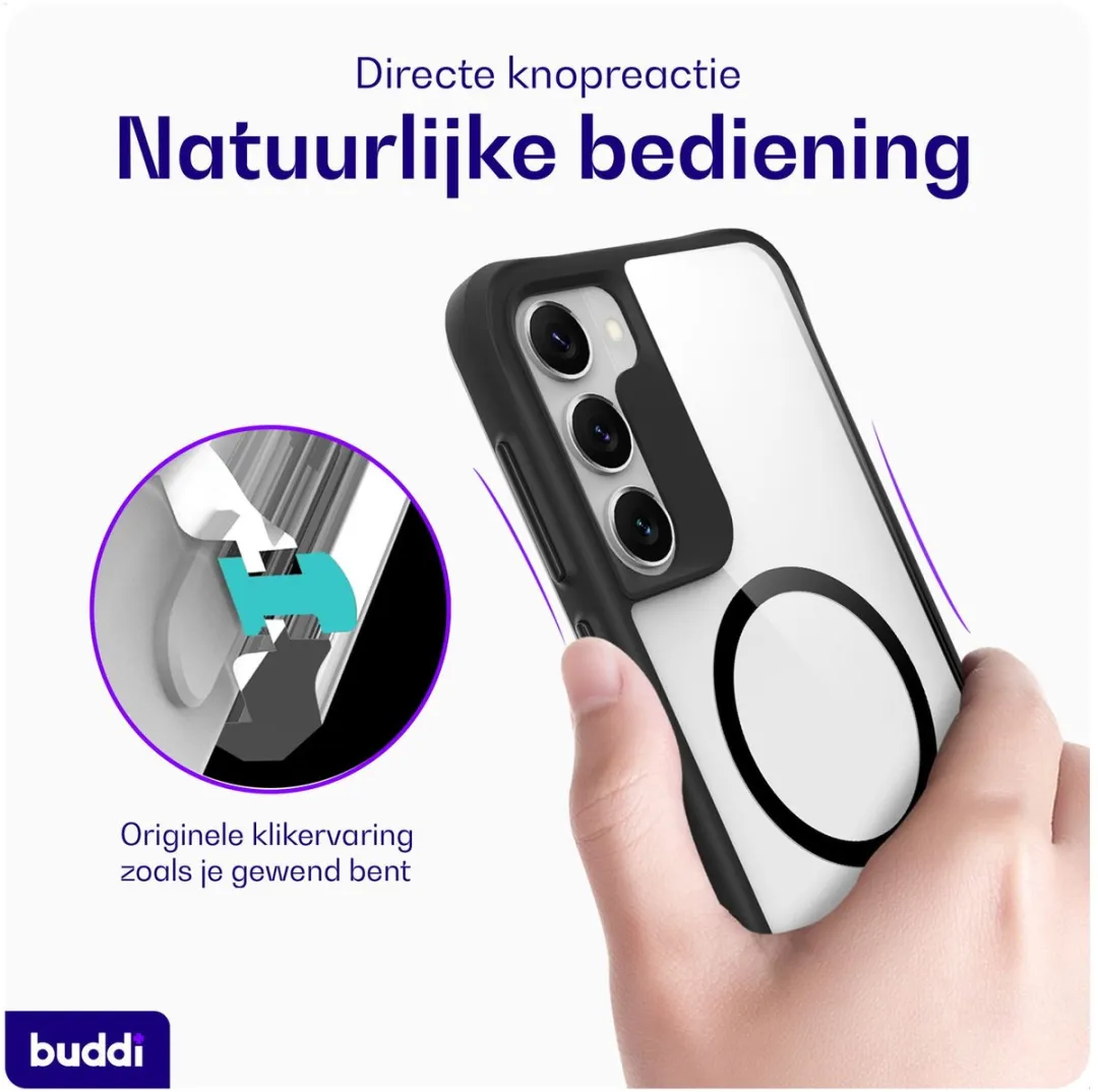 Buddi Hybrid Hoesje Samsung Galaxy S23 - MagSafe - Transparant Zwart
