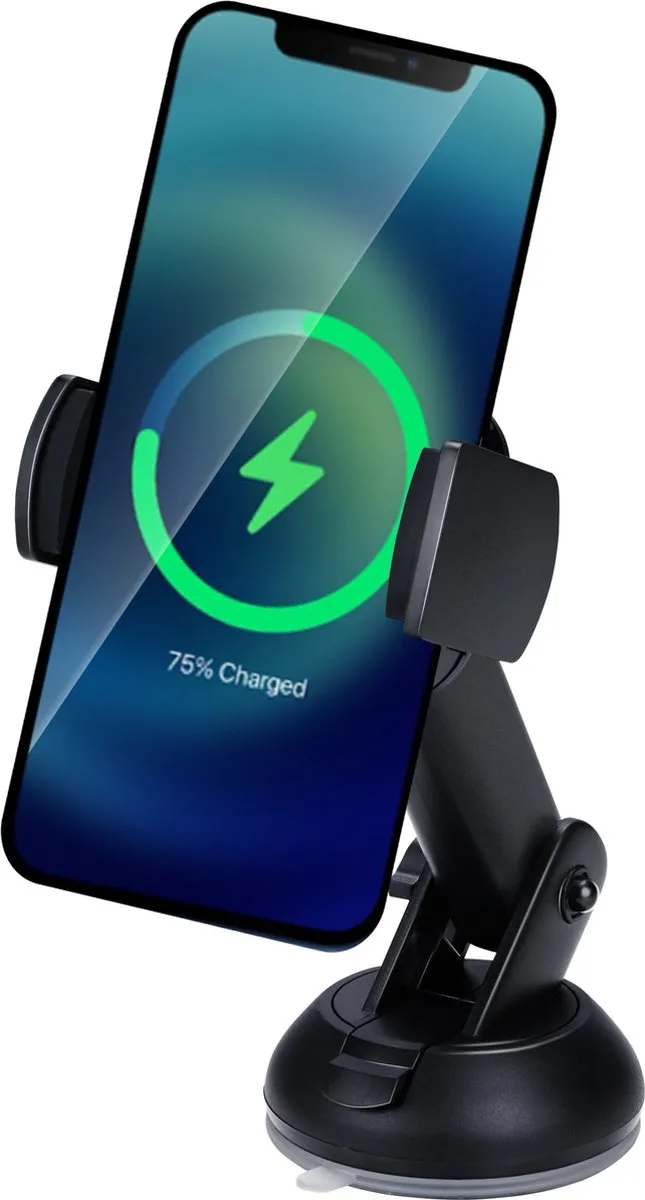 Dunlop Auto Telefoonhouder met Qi Oplader - Zwart