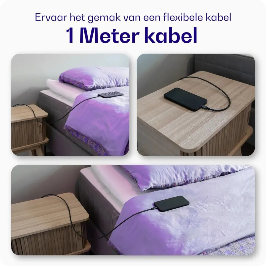 Buddi Flex USB-C Kabel 100W - 1M Zwart