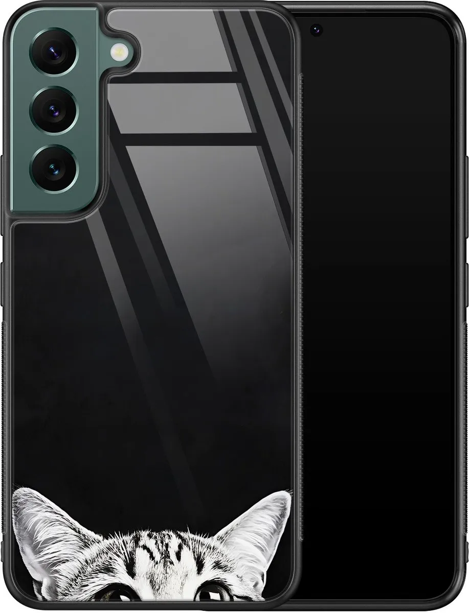 Casevibes Samsung Galaxy S22 Hoesje - Zwart - Kat Kiekeboe Print
