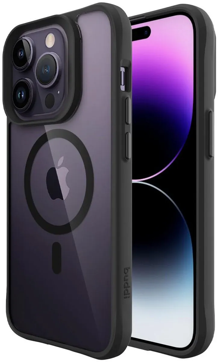 Buddi Hybrid iPhone 14 Pro Max Hoesje - MagSafe - Transparant Zwart