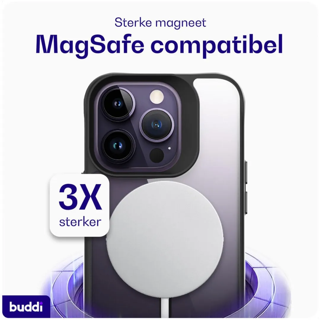 Buddi Hybrid iPhone 14 Pro Max Hoesje - MagSafe - Transparant Zwart