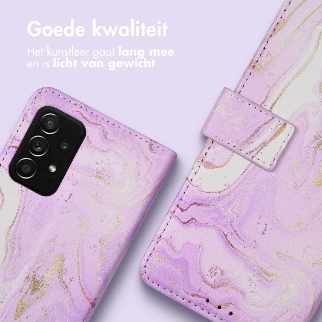 Imoshion Galaxy A52 Hoesje Purple Marble - 3 Pasjes