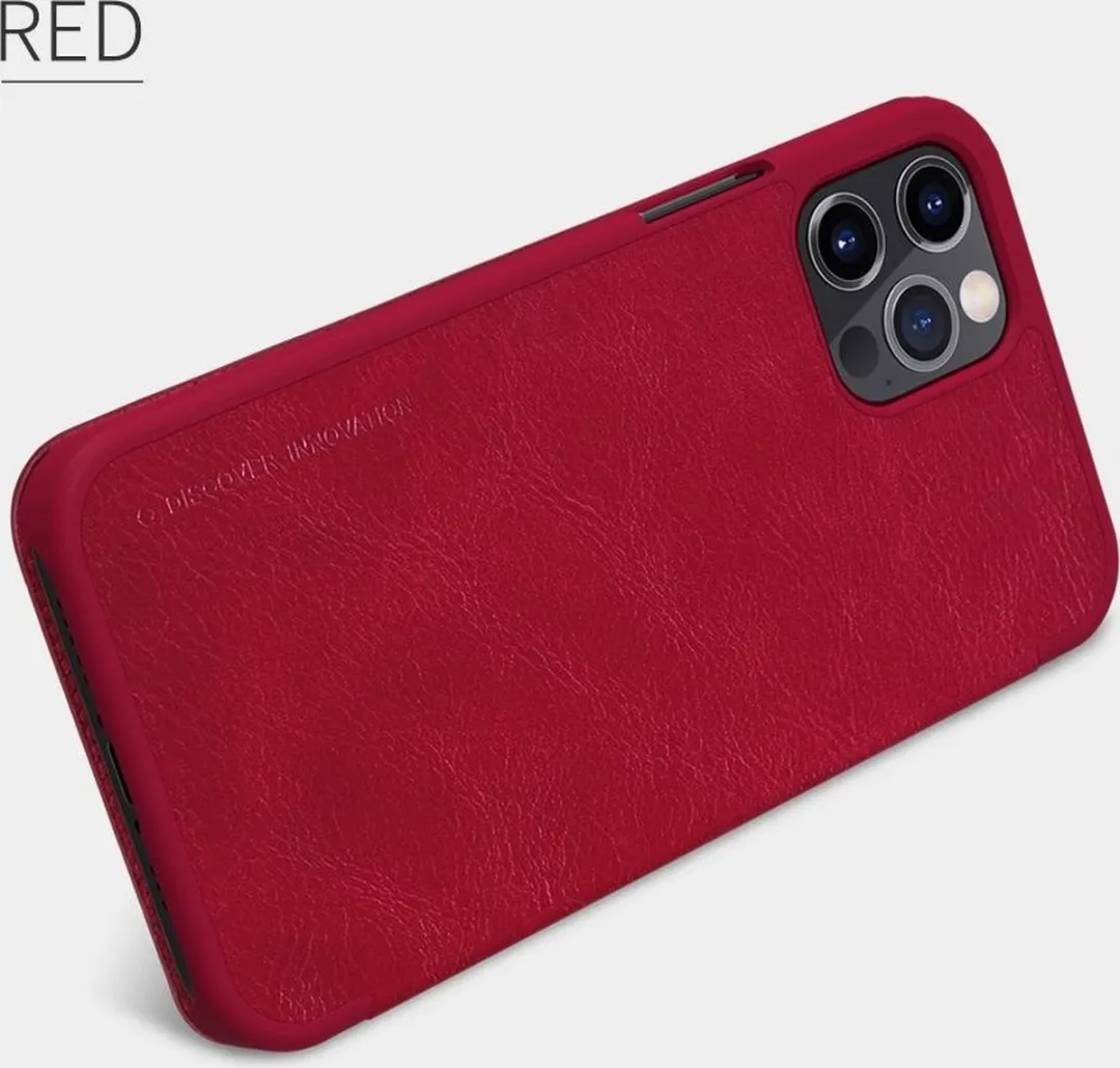 Nillkin Qin Leather Case iPhone 12/12 Pro - Rood - 2 Pasjes - afbeelding 6 van 6