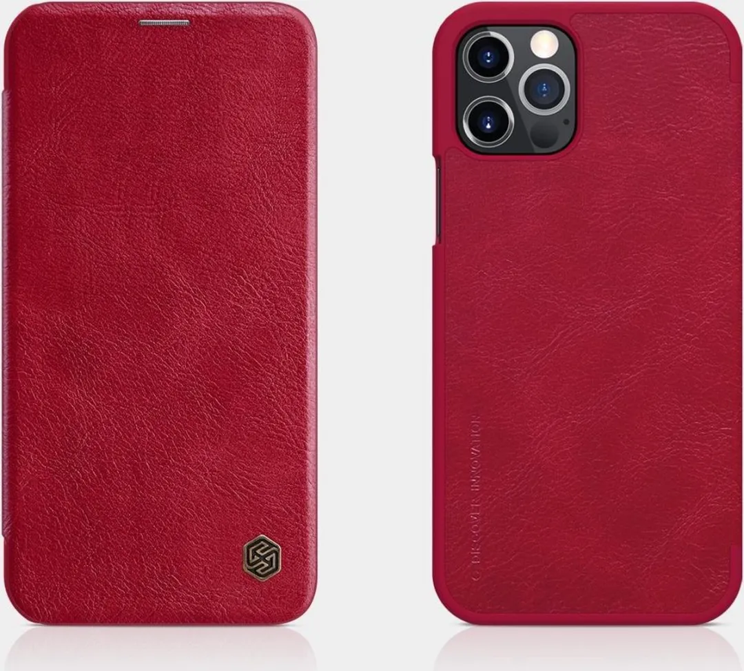 Nillkin Qin Leather Case iPhone 12/12 Pro - Rood - 2 Pasjes - afbeelding 4 van 6