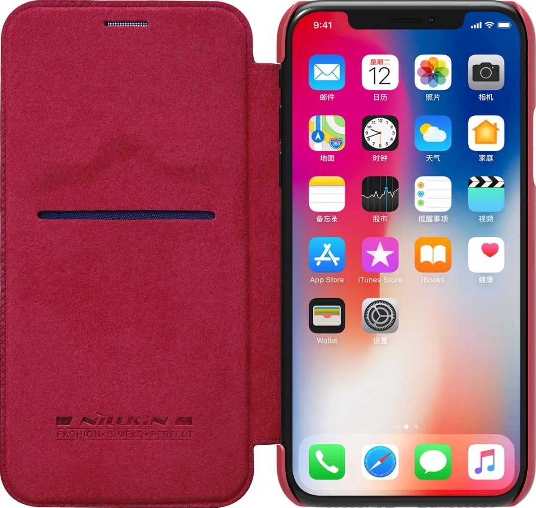 Nillkin Qin Hoesje iPhone X/XS - Rood - afbeelding 5 van 6